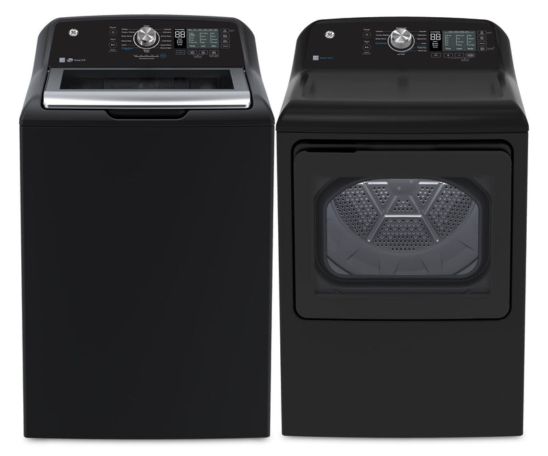 GE 5.3 Cu. Ft. Top Load Washer and 7.4 Cu. Ft. Electric Dryer – Diamond Grey