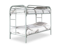 Logan Bunk Bed with Ladders & Guard Rail for Kids, Grey Metal - Twin/Twin