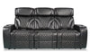 Elite 86\" Genuine Leather Massage Power Reclining Sofa with Power Headrests and Storage Arms - Black