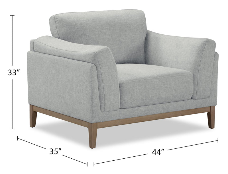 Valley 44\" Fabric Chair with Rubberwood Base and Legs - Grey