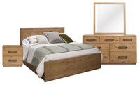 Henri 6pc Bedroom Set with Bed, Dresser, Mirror & Nightstand, Wood, Brown - King Size
