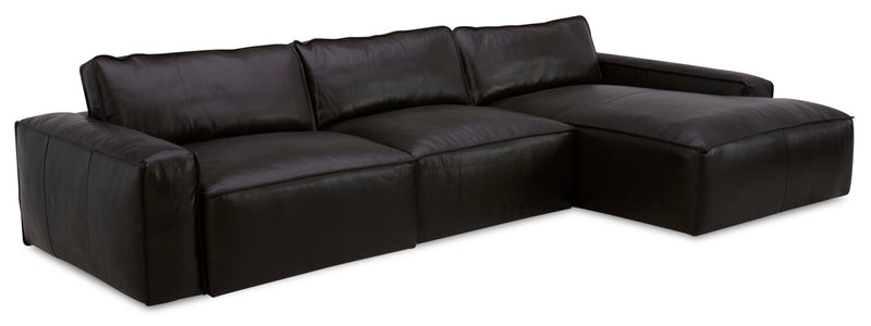Sedona 3-Piece Genuine Leather Right-Facing Modular Sectional - Chocolate