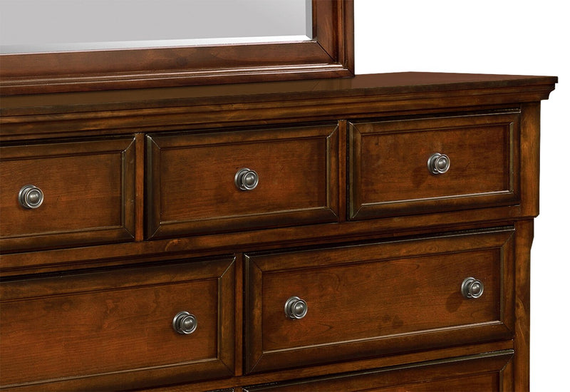 Chelsea 5pc Bedroom Set with Storage Bed, Dresser & Mirror, Cherry Brown - Queen Size
