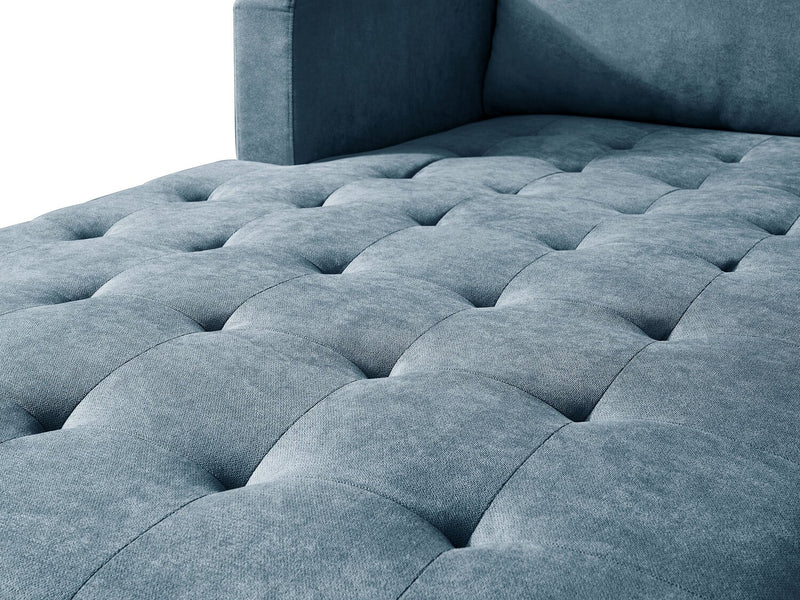 Metro 2-Piece Left-Facing Fabric Sectional with Chaise and Tufted Seat Cushions - Denim Blue