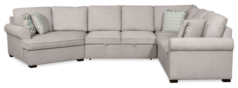 Scott Living Haven 3-Piece Left-Facing Chenille Fabric Cuddler Sleeper Sectional - Grey