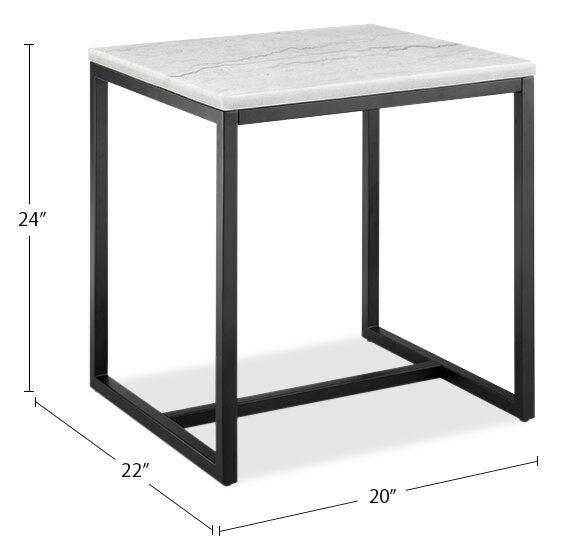 Webber 20\" Modern Marble End Table - White