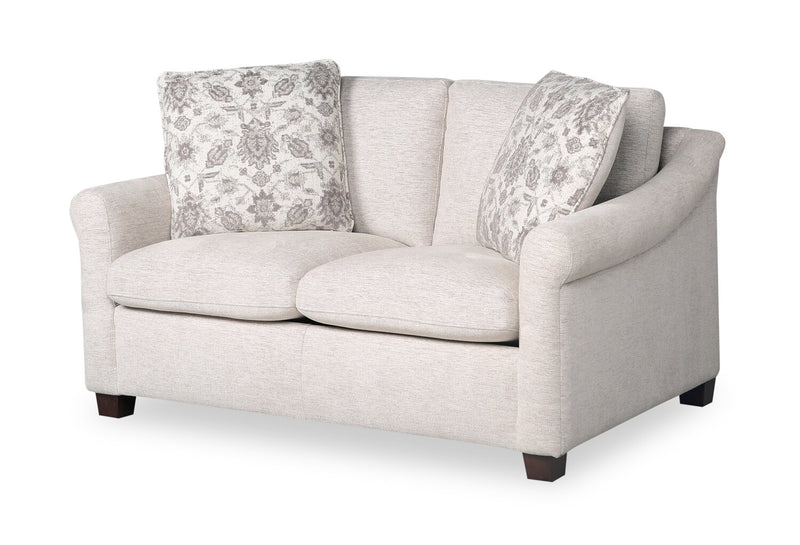 Mallie 60\" Chenille Fabric Loveseat with Rolled Arms and Wood Legs - Shell White