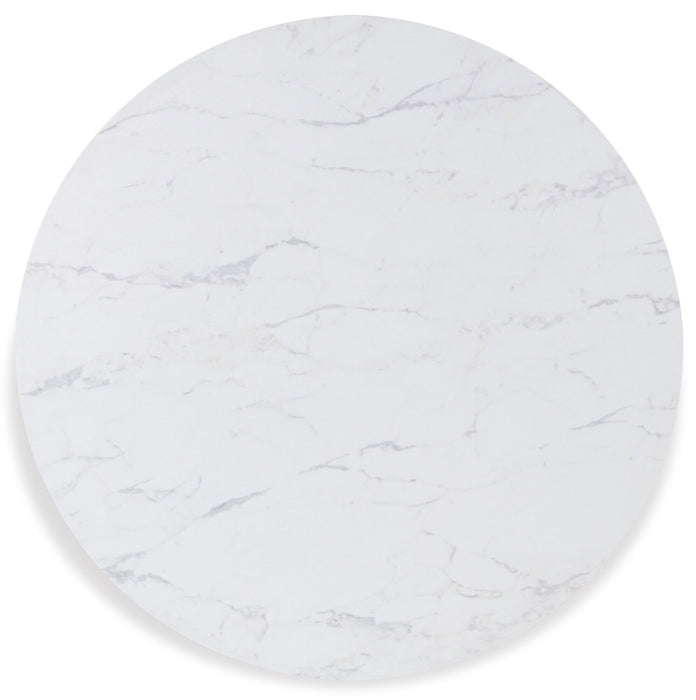Jolie Dining Table with Marble-Look Top, Melamine, 45\"W Round - White & Black