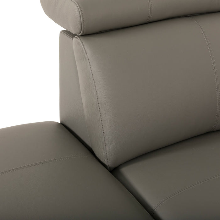 Valentino 3-Piece Left-Facing Genuine Leather Power Reclining Sectional with Adjustable Headrests - Grey