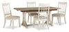 Quill 5pc Dining Set with Table & 4 Chairs, Trestle Base, 72-90\"W - Antique White & Brown