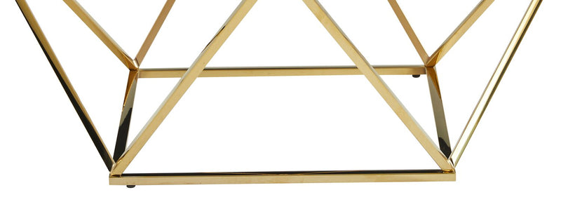 Amanda 31.5\" Modern Square Coffee Table - White Marble Top with Gold Metal Base