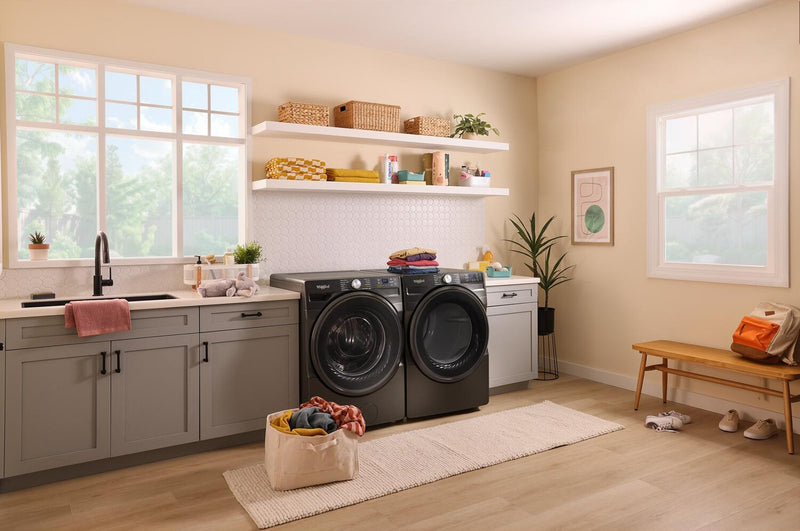 Whirlpool 5.2 Cu. Ft. Smart Front-Load Washer and 7.4 Cu. Ft. Gas Dryer - Volcano Black