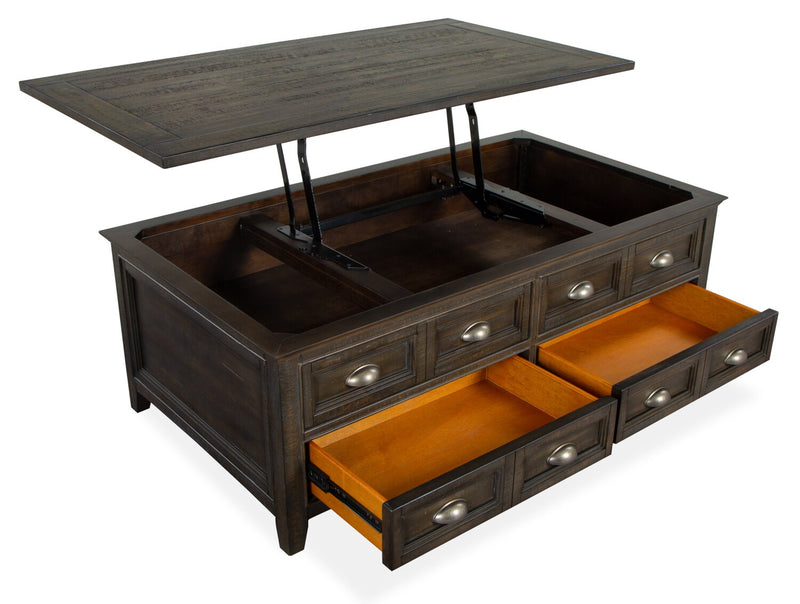 Hanson 50” Traditional Pine Lift Top Coffee Table with Storage and Casters - Graphite