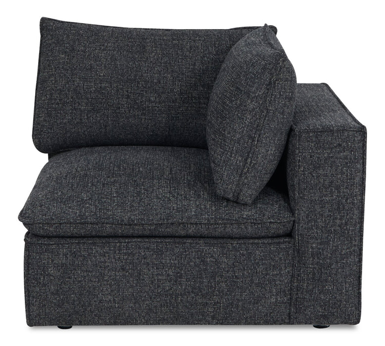 Fusion Modular 8-Piece Charcoal Grey Chenille Fabric Sectional with Removable Feather Down Back Cushions