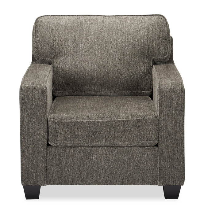Made in Canada Lennox 35\" Chenille Fabric Chair with Reversible Cushions and Track Arms - Grey