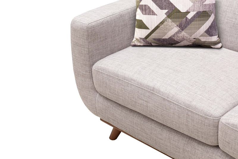 Kort & Co. Freeman 88\" Linen-Look Fabric Sofa with Wood Base and Tufted Back Cushions - Dove White