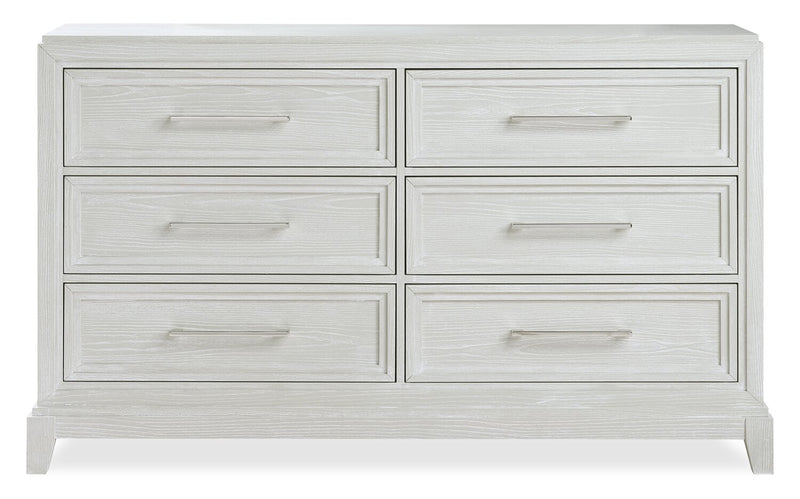 Vida 6pc Bedroom Set with Panel Bed, Dresser, Mirror & Nightstand, Sand - Queen Size