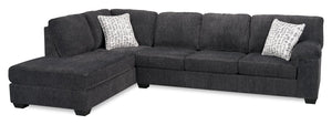 Made in Canada Morgan 2-Piece Left-Facing Chenille Fabric Sectional with Sofa and Accent Pillows - Grey