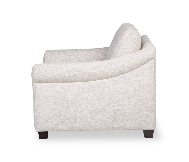 Mallie 36\" Chenille Fabric Chair with Rolled Arms and Wood Legs - Shell White