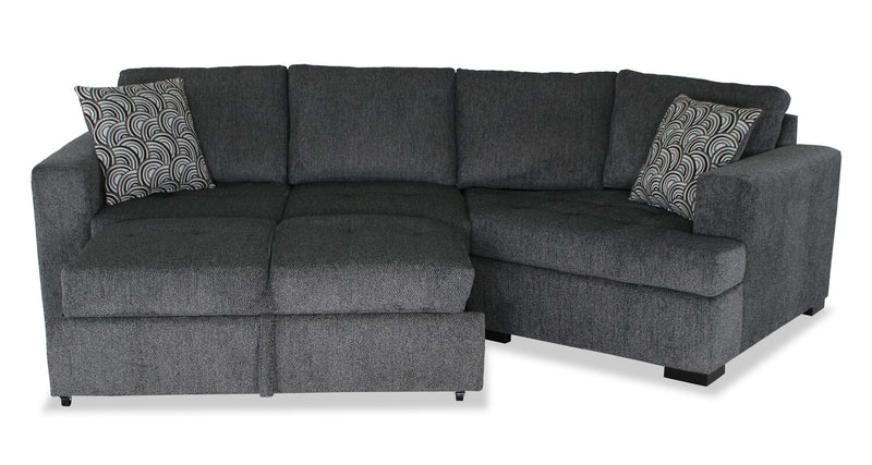 Made in Canada Legend 2-Piece Right-Facing Chenille Fabric Cuddler Sleeper Sectional - Pepper Grey