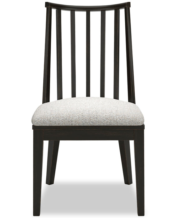 Shaw Dining Chair with Polyester Fabric, Slat-Back - Black