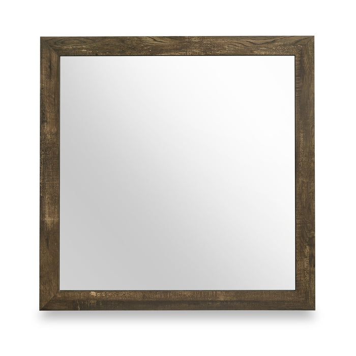 Silas 6pc Bedroom Set with Platform Bed, Dresser, Mirror & Nightstand, LED, Rustic Brown - Full Size