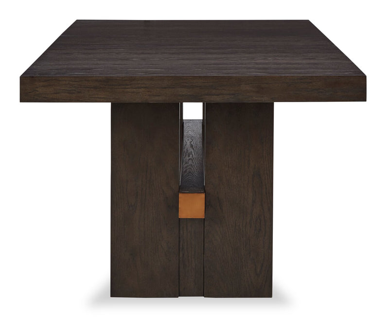 Metro Dining Table with 72-90\"W Extension, Trestle Base - Brown