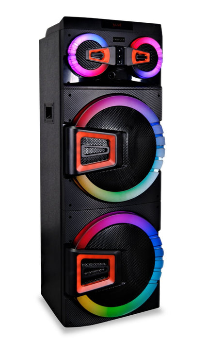 Proscan 2 x 15\" 120W Light Up Party Speaker with Bluetooth and Microphone