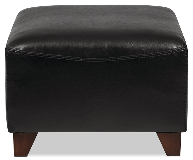 Zello 22.5\" Faux Leather Ottoman with Wood Legs - Black