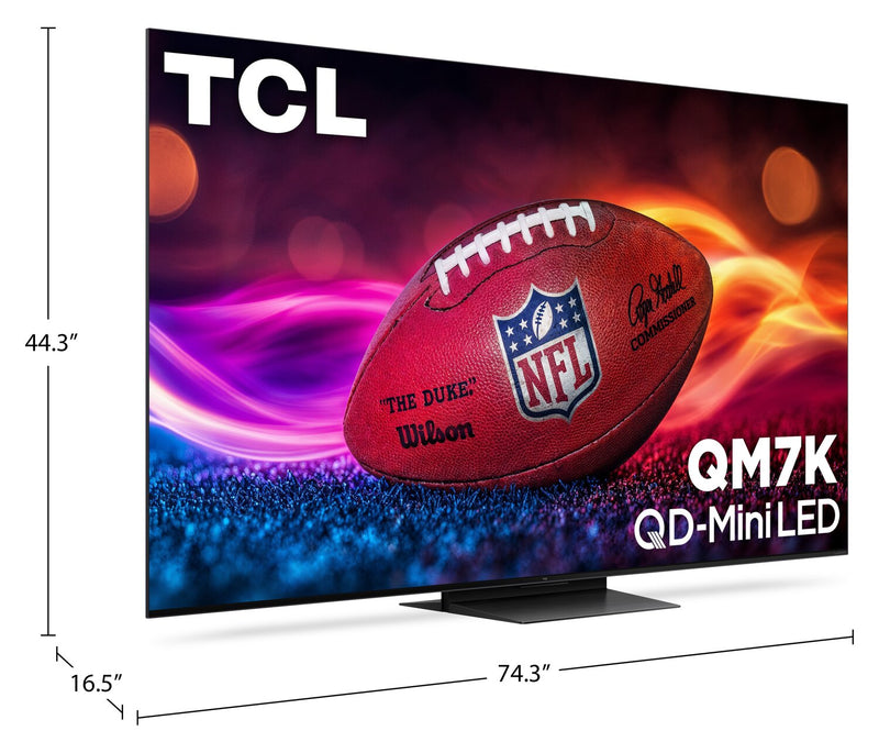 TCL 85\" QM7K QD Mini-LED QLED 4K UHD Smart Google TV (85QM7K) - 2025 Model