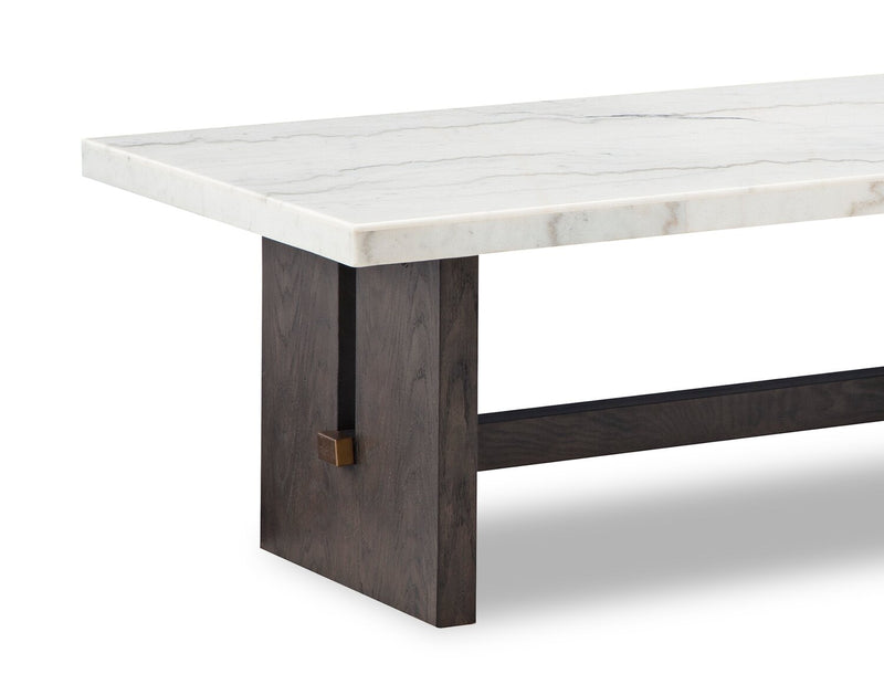 Warwick 52” Solid Wood and Marble Coffee Table – White and Brown Oak