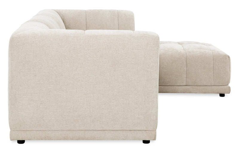 Kort & Co. Oaklyn Modular 4-Piece Fabric Sectional with Ottoman and Tufted Seat Cushions - Beige