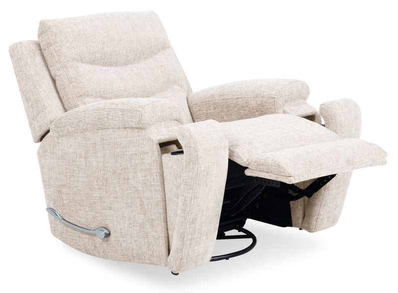 Hudson 40\" Chenille Fabric Glider Reclining Chair with Dual Cupholders - Taupe