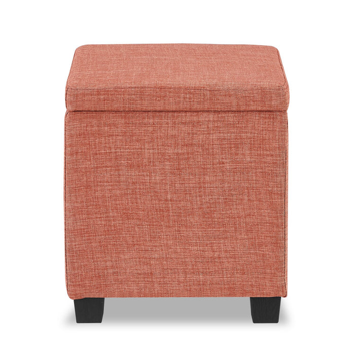 Halifax 14.75\" Square Fabric Storage Ottoman - Orange