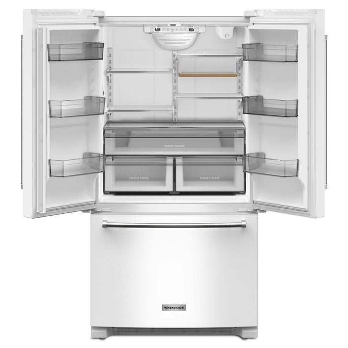 KitchenAid 36\" 20 Cu. Ft. Counter-Depth French-Door Refrigerator - White - KRFC136RWH