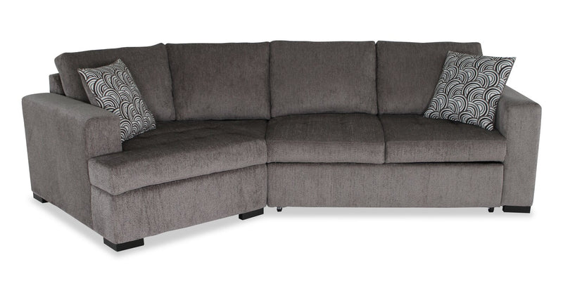 Made in Canada Legend 2-Piece Left-Facing Chenille Fabric Cuddler Sleeper Sectional - Pewter Brown