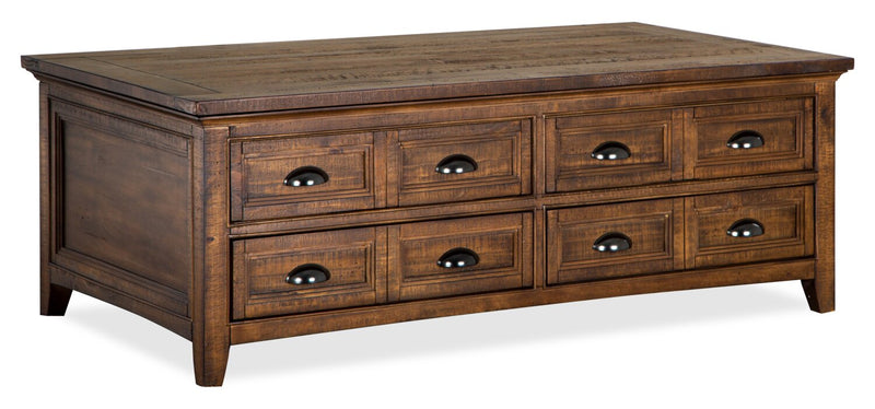 Hanson 50” Traditional Pine Lift Top Coffee Table with Storage and Casters - Toasted Nutmeg