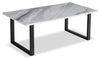 Serena 47.25\" Modern Coffee Table - White & Black with Marble Look