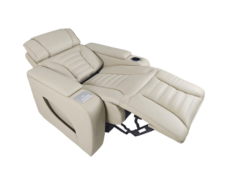 Zen 40\" Leather-Look Fabric Power Reclining Massage Chair with Power Headrest and Heated Seat - Apricot