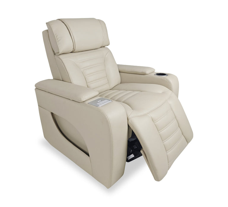 Zen 40\" Leather-Look Fabric Power Reclining Massage Chair with Power Headrest and Heated Seat - Apricot