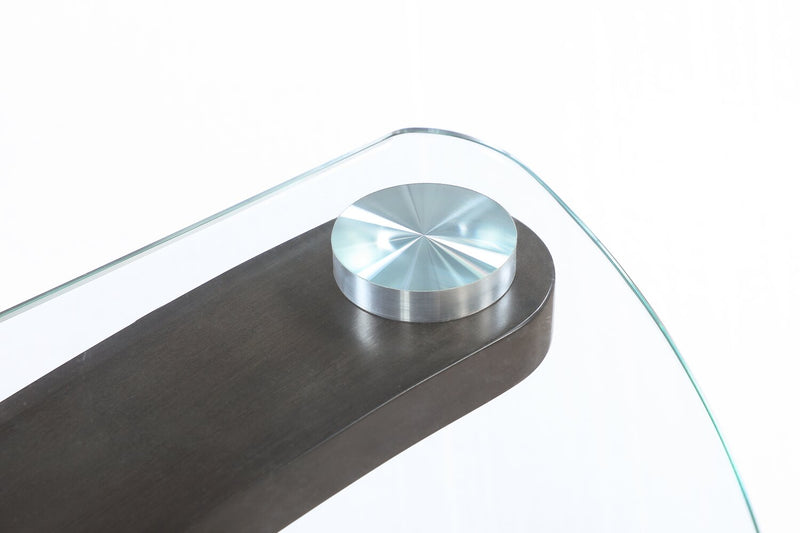 Jorja 34.75\" Modern Glass Top Coffee Table - Brown with Bentwoood Legs