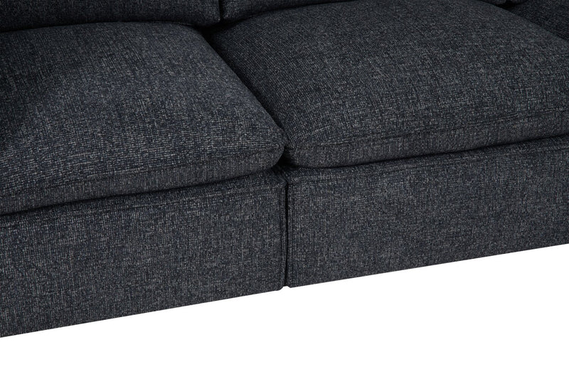 Fusion Modular 8-Piece Charcoal Grey Chenille Fabric Sectional with Removable Feather Down Back Cushions