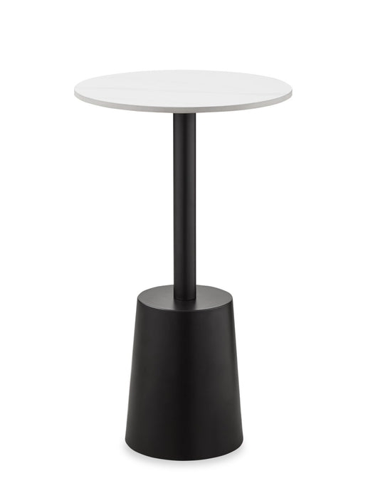 Nevan 14\" Accent Table with White Sintered Stone Top - Black
