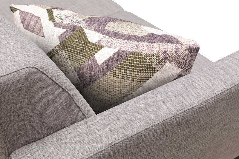 Kort & Co. Freeman 88\" Linen-Look Fabric Sofa with Wood Base and Tufted Back Cushions - Dove White