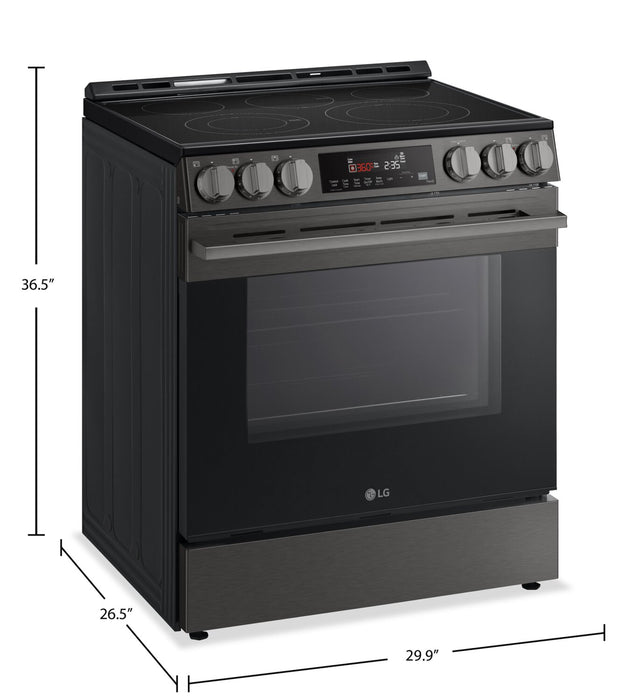 LG 6.3 Cu. Ft. Smart Electric Range with Air Fry – Black Stainless Steel - LSEL6333ZE
