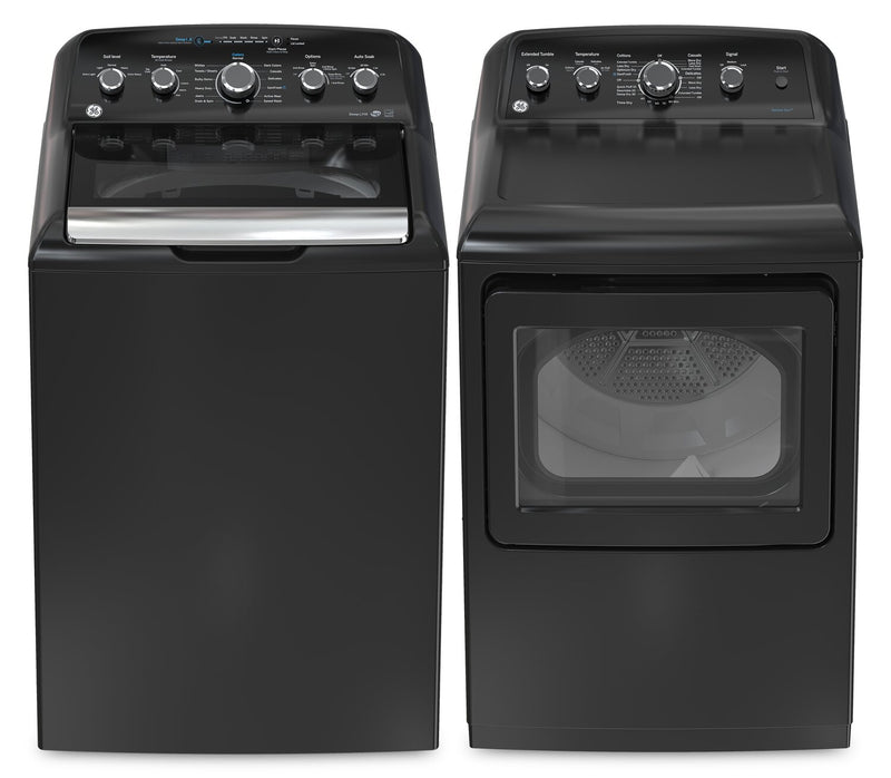 GE 4.9 Cu. Ft. Top Load Washer and 7.2 Cu. Ft. Electric Dryer – Diamond Grey