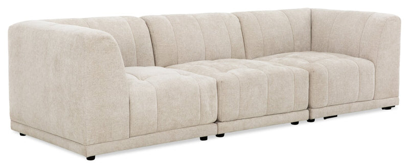 Kort & Co. Oaklyn Modular 109\" Fabric Sofa with Tufted Seat Cushions - Beige