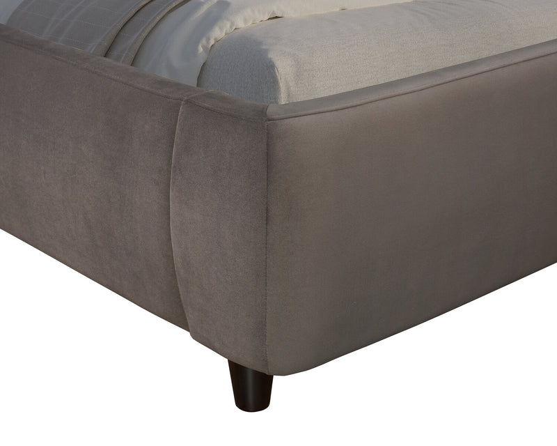 Mave Upholstered Platform Bed in Grey Velvet Fabric - King Size