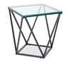 Prism 19.5\" Modern Glass Top End Table – Glass with Metal Base