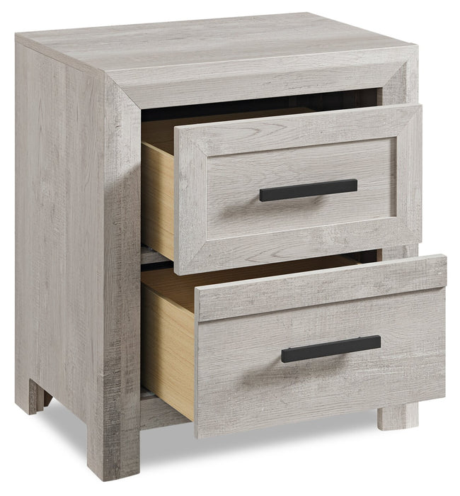 Lark Bedside 2-Drawer Nightstand, 24\"W x 26\"H - Rustic White